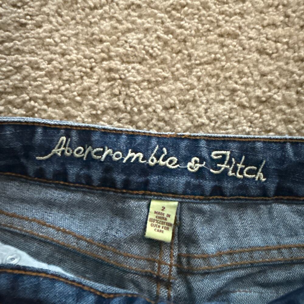 Abercrombie & Fitch Blue Flare Jeans Women's Size 2 Y2K Beaded Embellished Denim - Picture 4 of 7